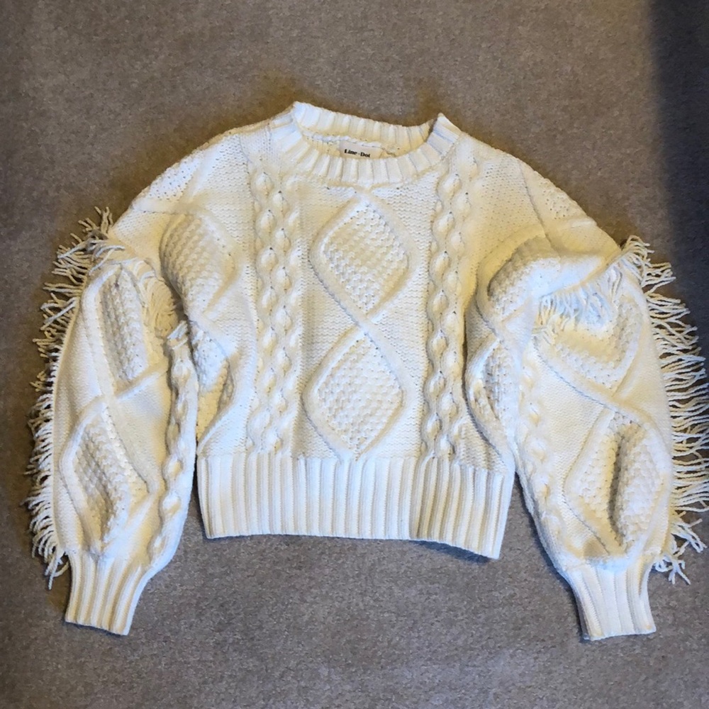 Chunky fringe line & dot sweater